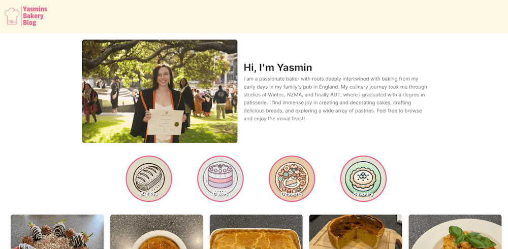 Yasmin's Bakery Website